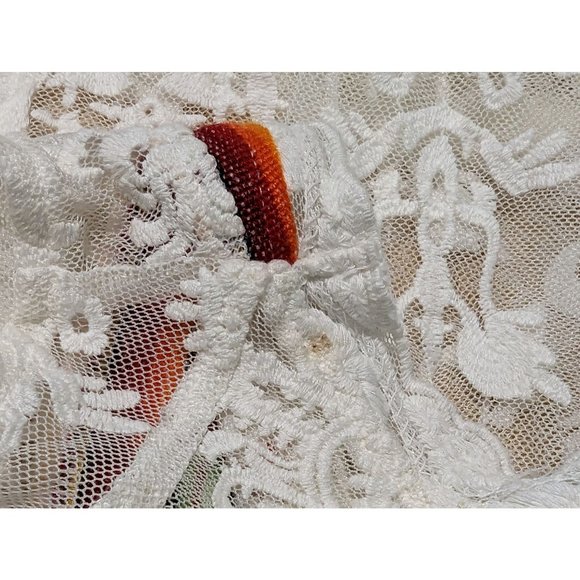 Gretty Zueger Tunic womens Sz S White Bohemian Southwest Lace Sheer colorful - Picture 9 of 9